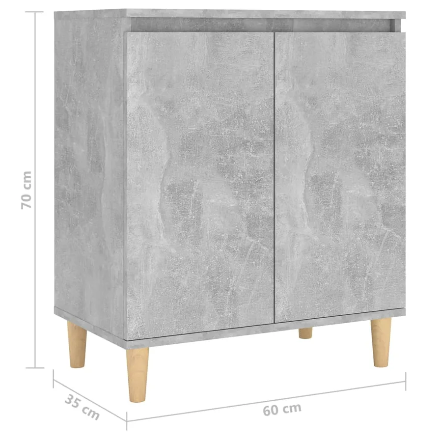 Buffet avec pieds en bois Gris béton bois d'ingénierie - 8