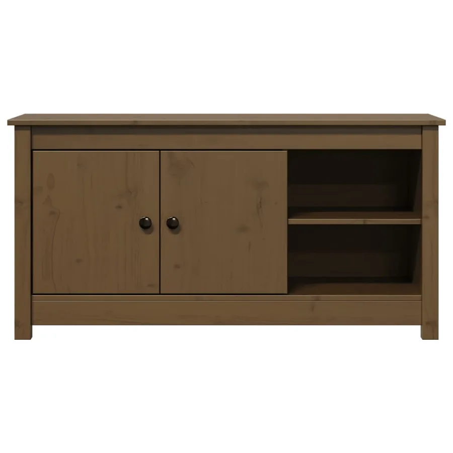 Meuble TV Marron miel 103x36,5x52 cm Bois de pin massif - 4