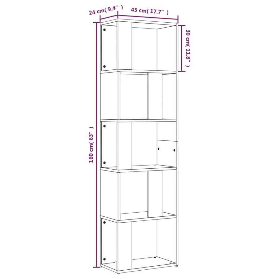 Bibliothèque Chêne fumé 45x24x160 cm Bois d'ingénierie - 8