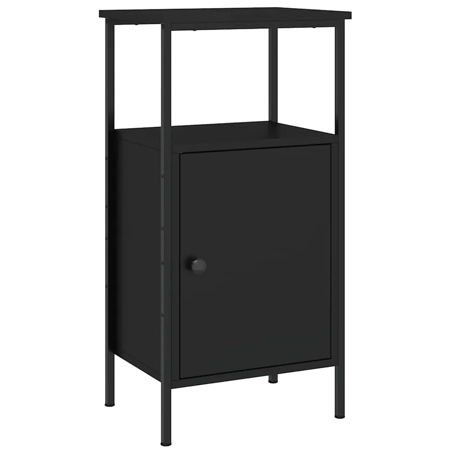 Table de chevet noir 41x31x80 cm bois d’ingénierie - 2