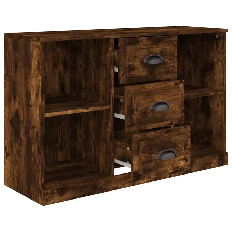 Buffet chêne fumé 104,5x35,5x67,5 cm bois d'ingénierie - 3