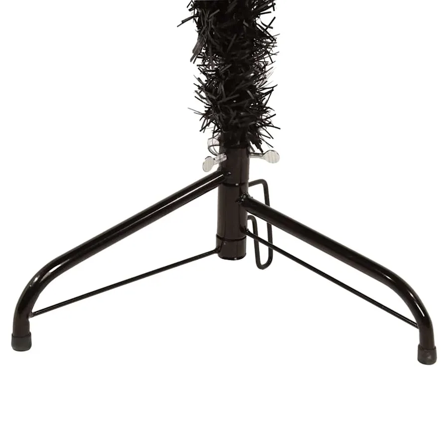 Demi sapin de Noël artificiel mince avec support Noir 180 cm - 6