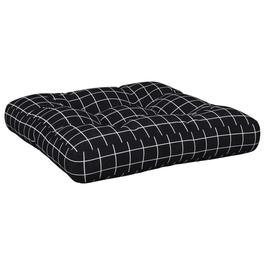 Coussin de palette motif à carreaux noir 50x50x12 cm tissu - 4