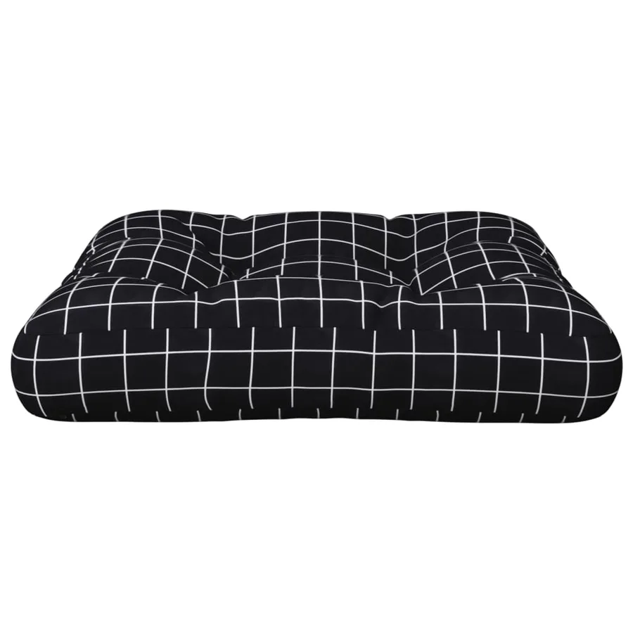 Coussin de palette motif à carreaux noir 50x50x12 cm tissu - 5