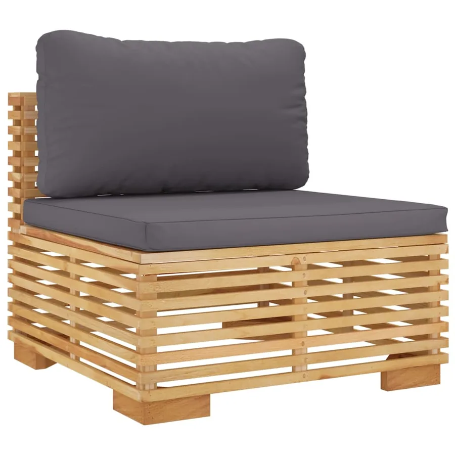 Salon de jardin 5 pcs avec coussins Bois de teck solide - 4