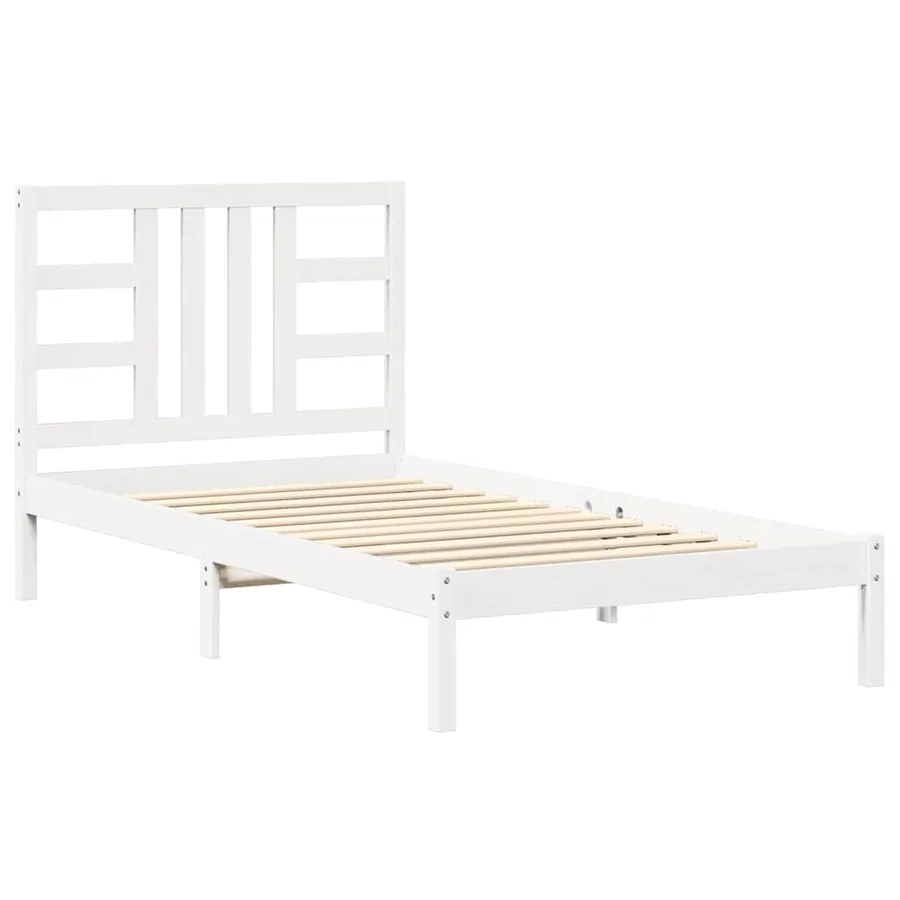 Cadre de lit sans matelas blanc 100x200 cm bois massif - 2
