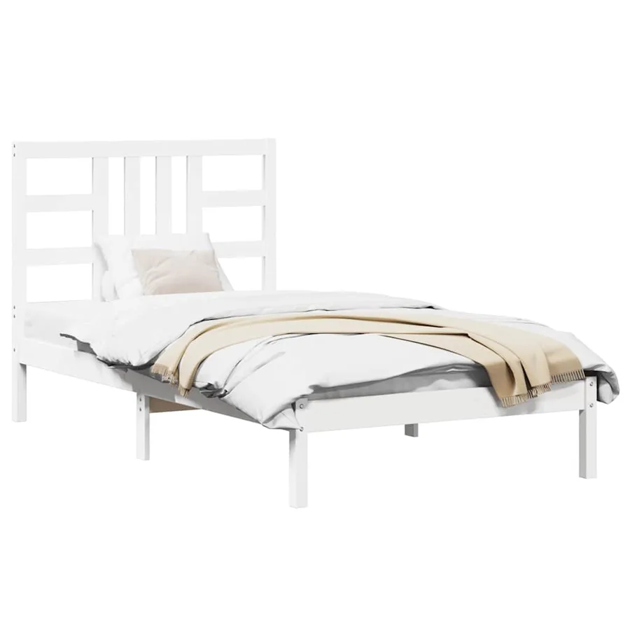 Cadre de lit sans matelas blanc 100x200 cm bois massif - 4