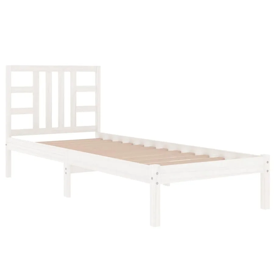 Cadre de lit sans matelas blanc 100x200 cm bois massif - 5