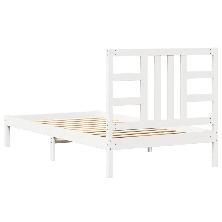 Cadre de lit sans matelas blanc 100x200 cm bois massif - 7
