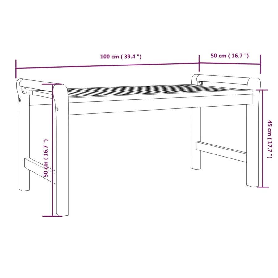 Table basse 100x50x50 cm Bois d'acacia massif - 7