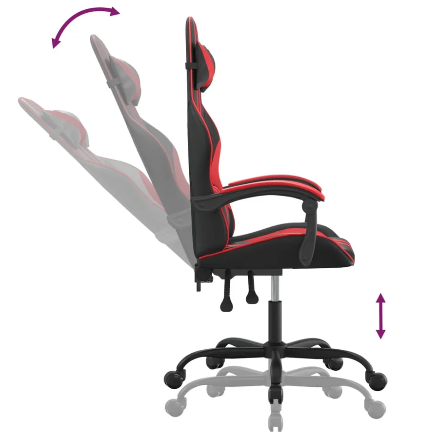 Chaise de jeu Noir et rouge Similicuir - 6