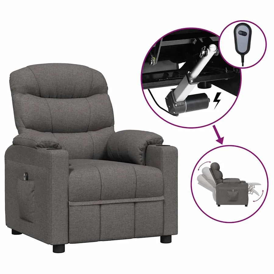 Fauteuil inclinable électrique Gris foncé Tissu - 2