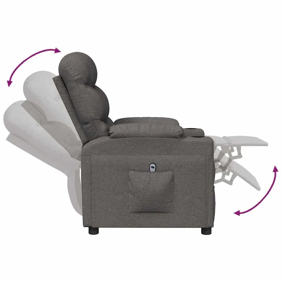 Fauteuil inclinable électrique Gris foncé Tissu - 7