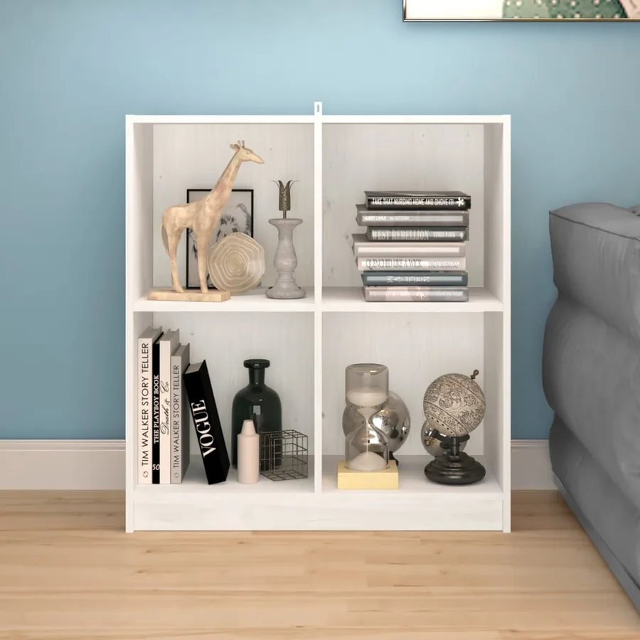 Buffet blanc 70x33x76 cm bois massif de pin - 3