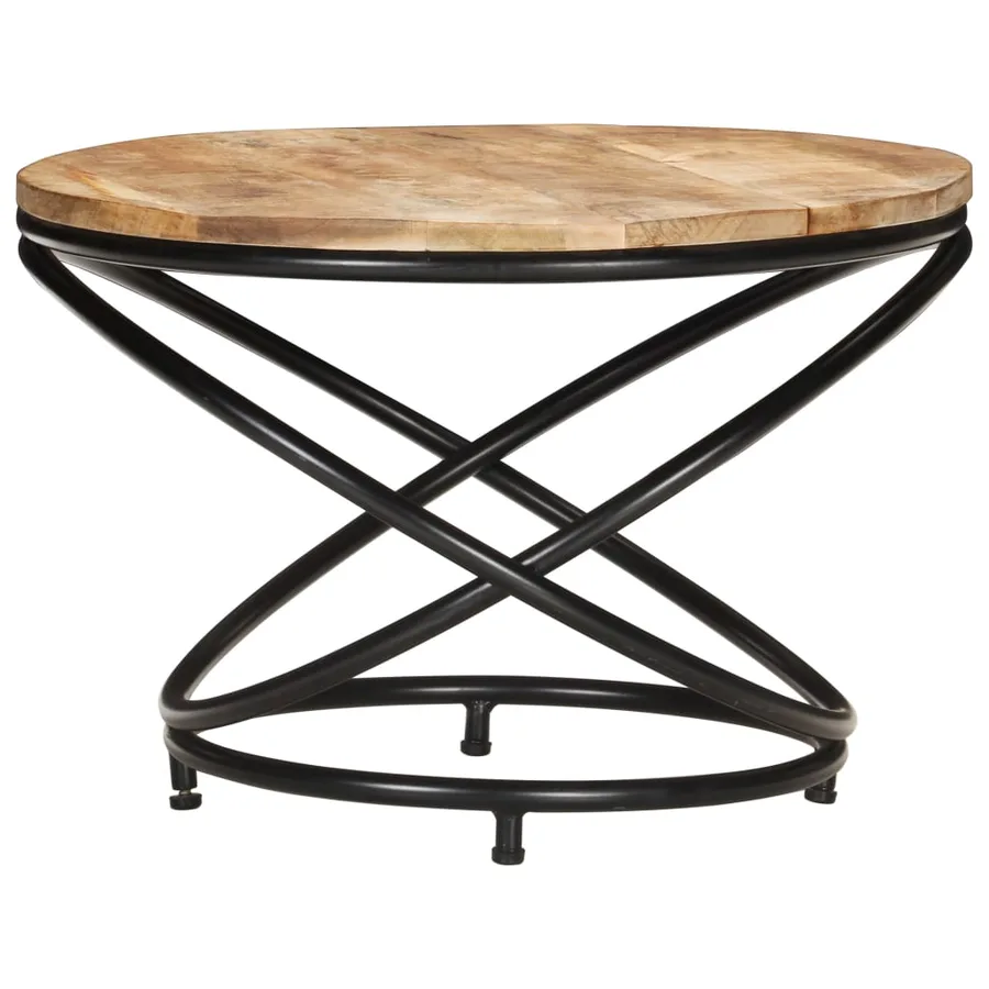 Table basse Noir 60x60x40 cm Bois massif de manguier brut - 2