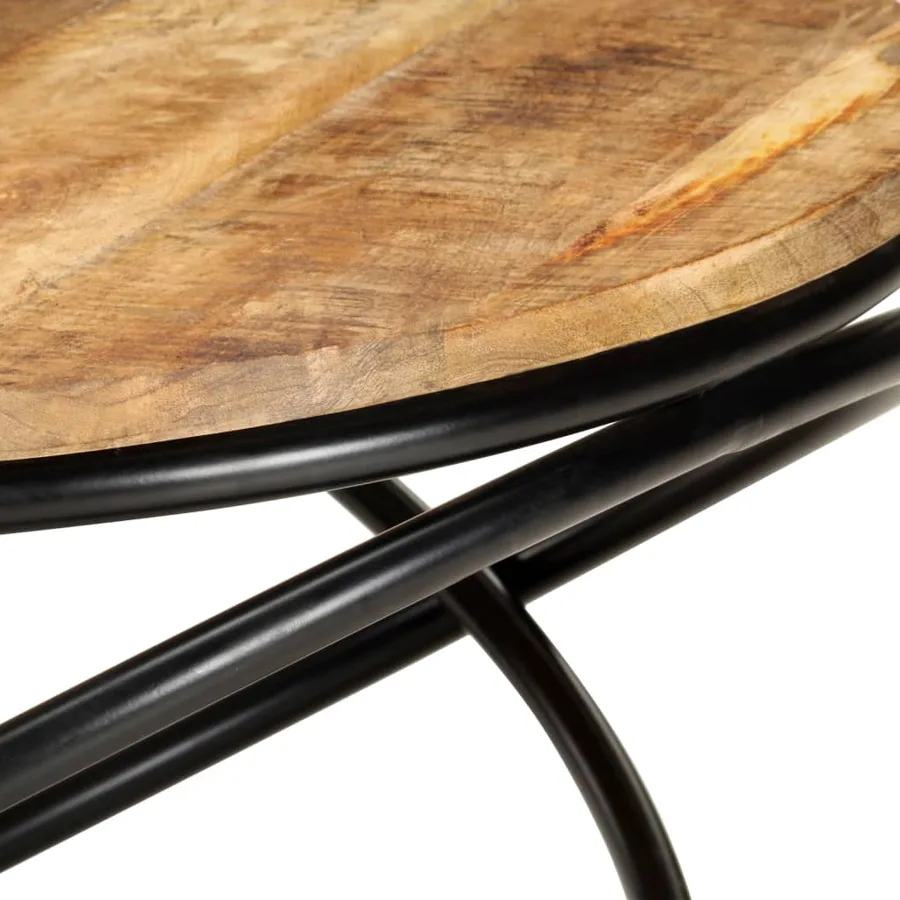 Table basse Noir 60x60x40 cm Bois massif de manguier brut - 4