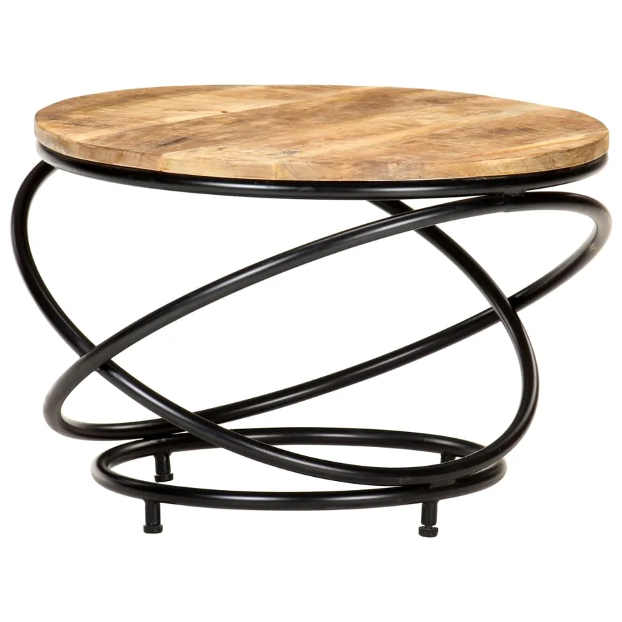 Table basse Noir 60x60x40 cm Bois massif de manguier brut - 5