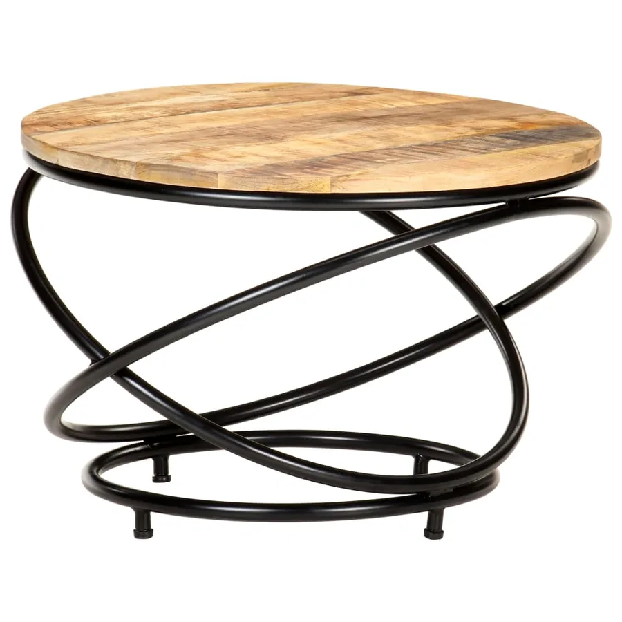 Table basse Noir 60x60x40 cm Bois massif de manguier brut - 6