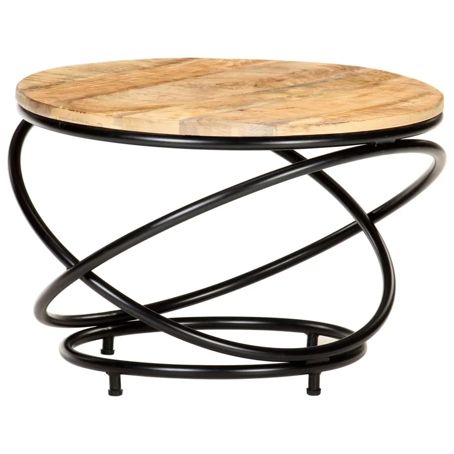 Table basse Noir 60x60x40 cm Bois massif de manguier brut - 7