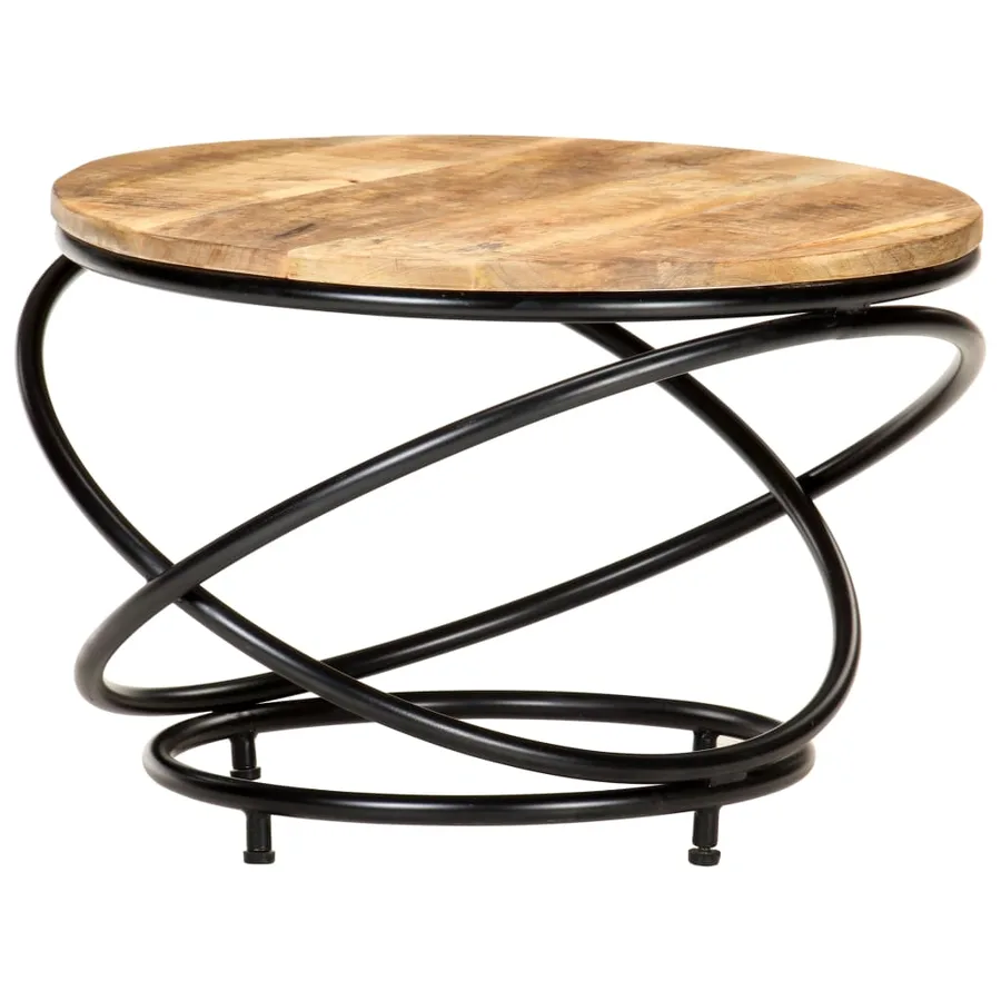 Table basse Noir 60x60x40 cm Bois massif de manguier brut - 8