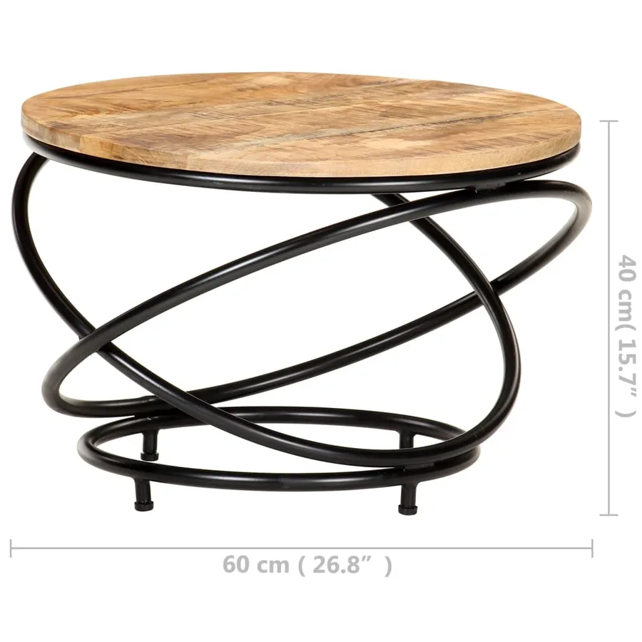 Table basse Noir 60x60x40 cm Bois massif de manguier brut - 9