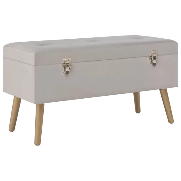 Banc avec compartiment de rangement 80 cm Gris Velours