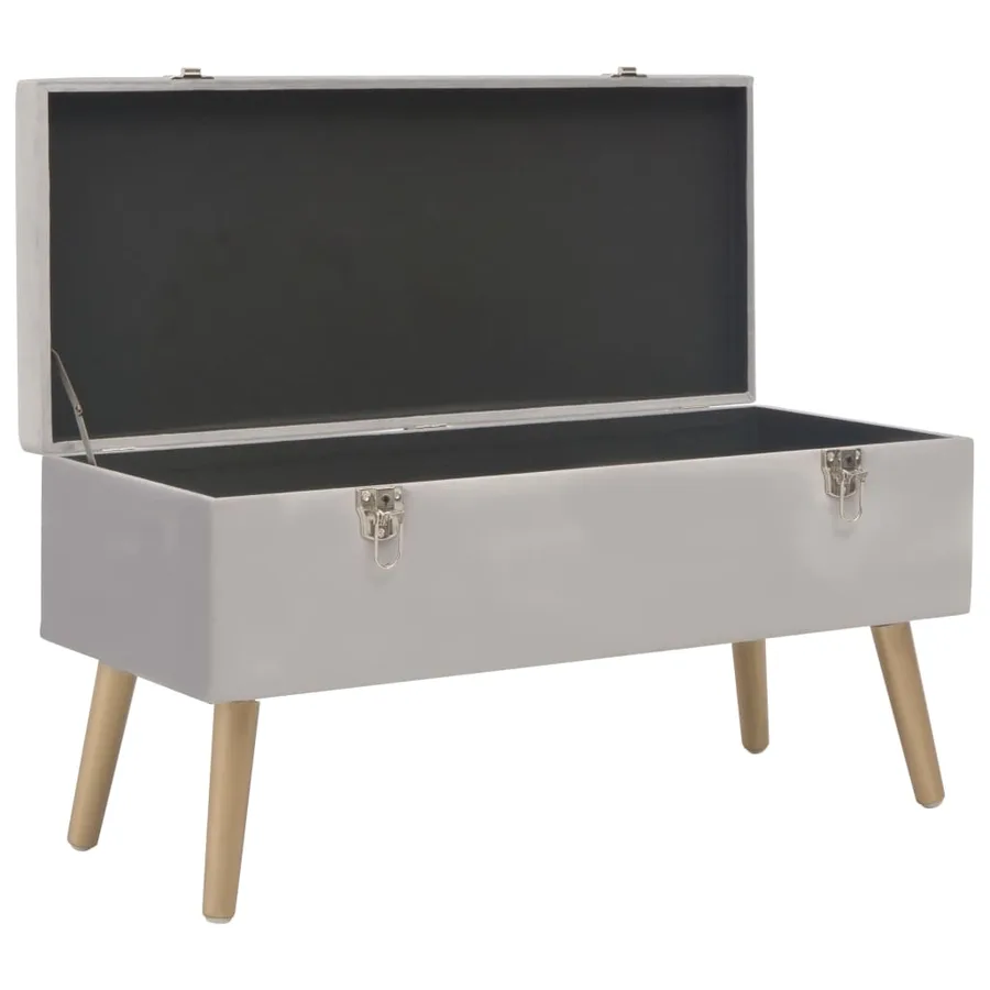 Banc avec compartiment de rangement 80 cm Gris Velours - 3