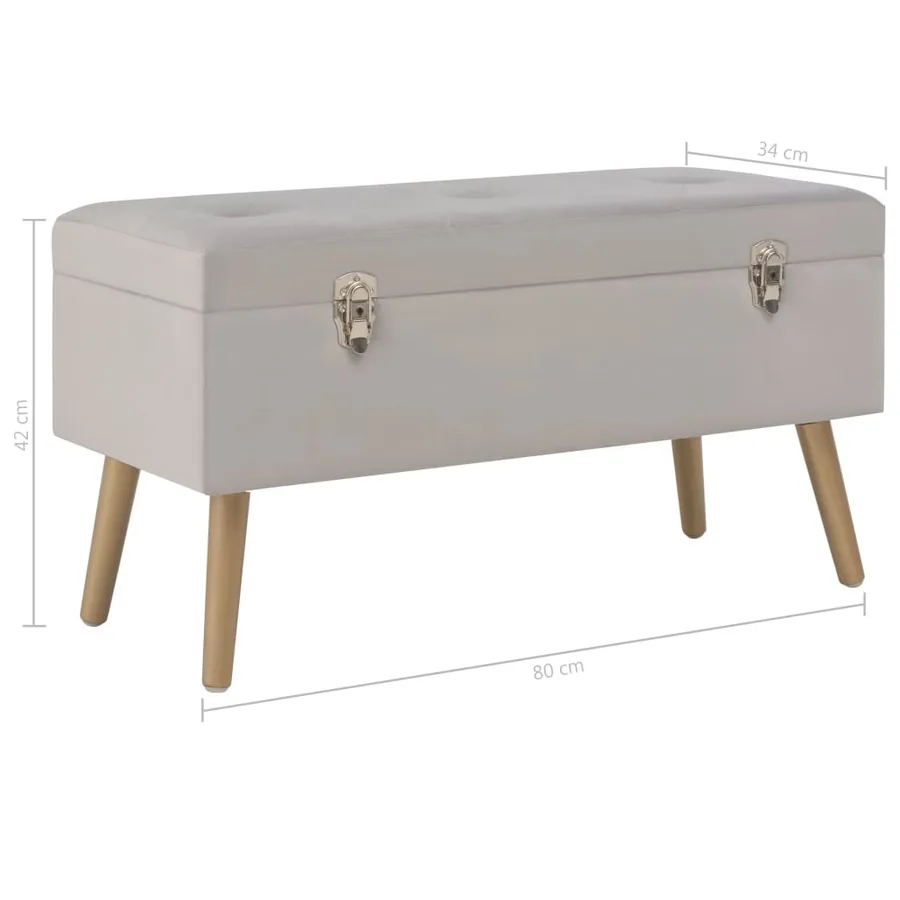 Banc avec compartiment de rangement 80 cm Gris Velours - 7