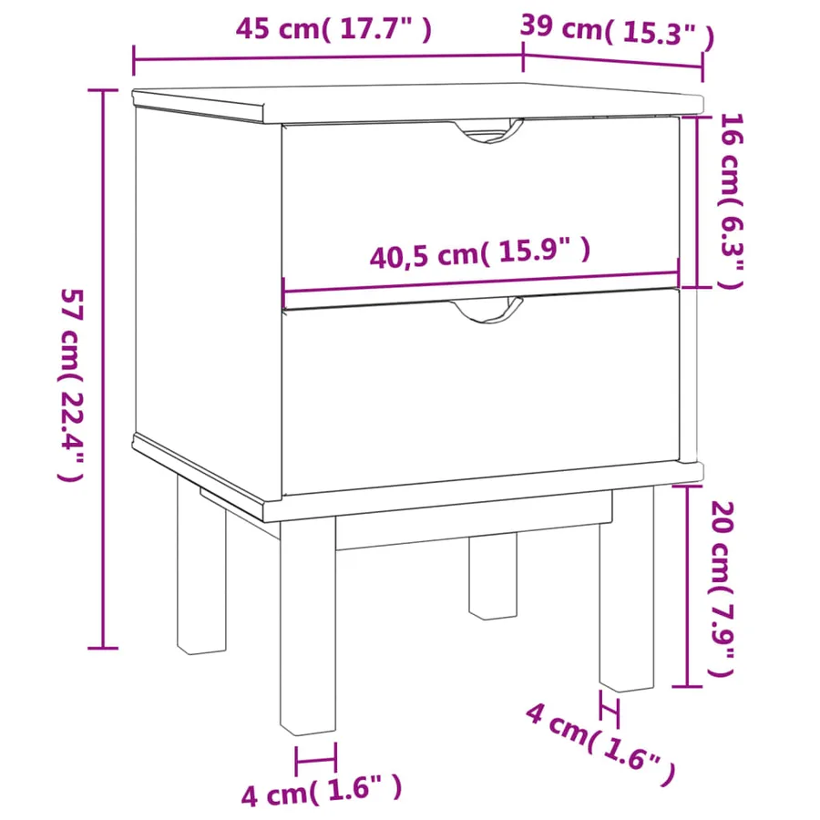 Table de chevet OTTA 45x39x57 cm bois de pin massif - 6
