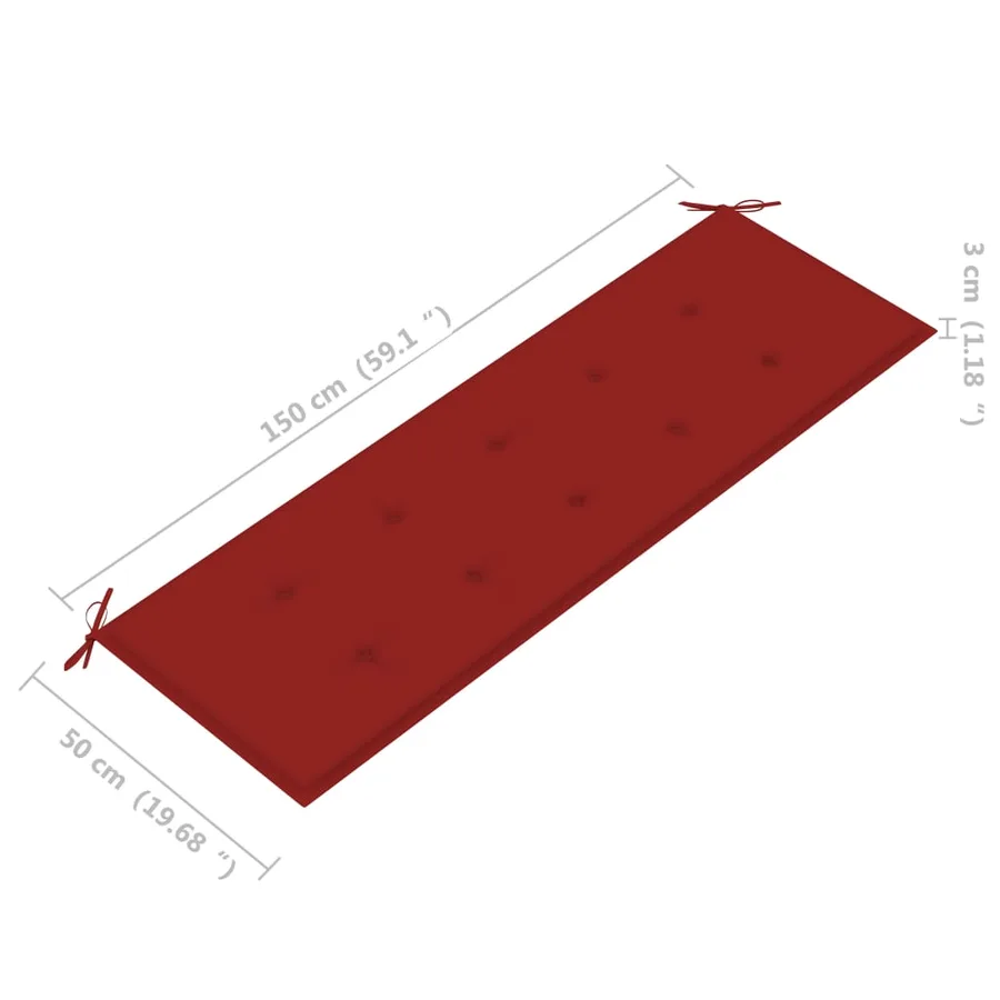 Banc de jardin empilable et coussin 159 cm Bois de teck massif - 9