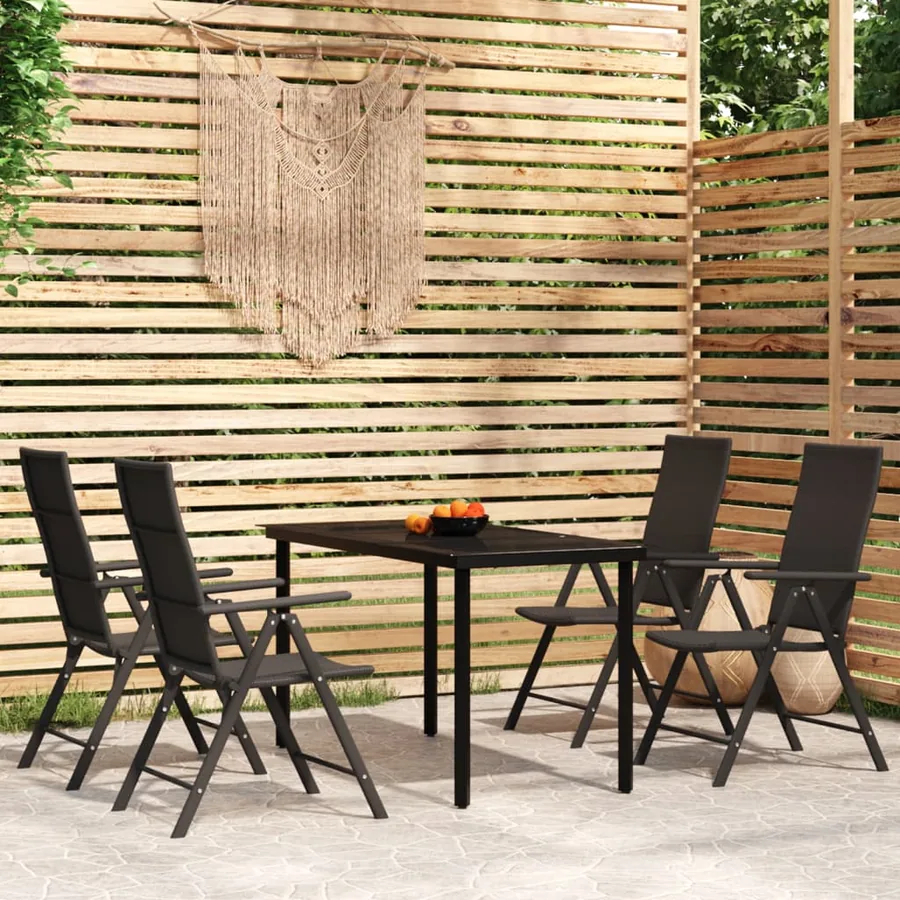 Ensemble à manger de jardin 5 pcs Noir