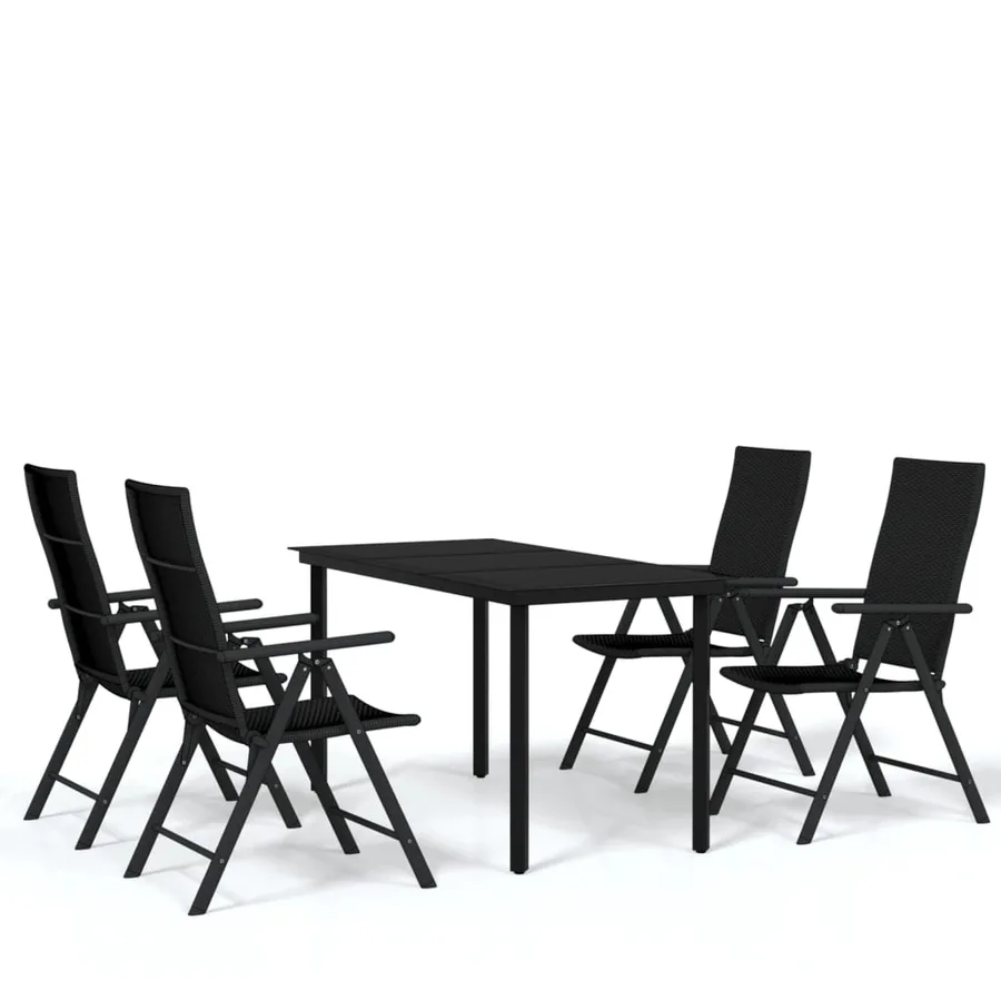 Ensemble à manger de jardin 5 pcs Noir - 2
