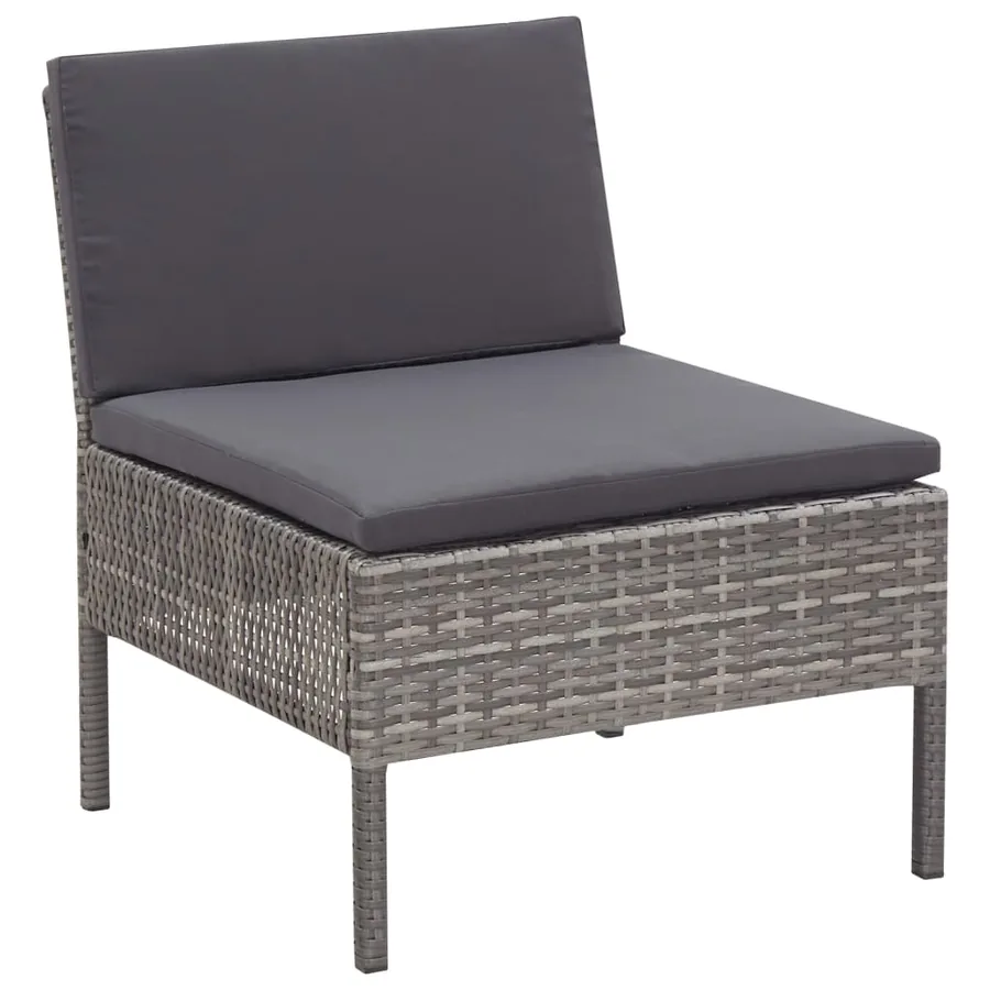 Salon de jardin 6 pcs avec coussins résine tressée gris - 10