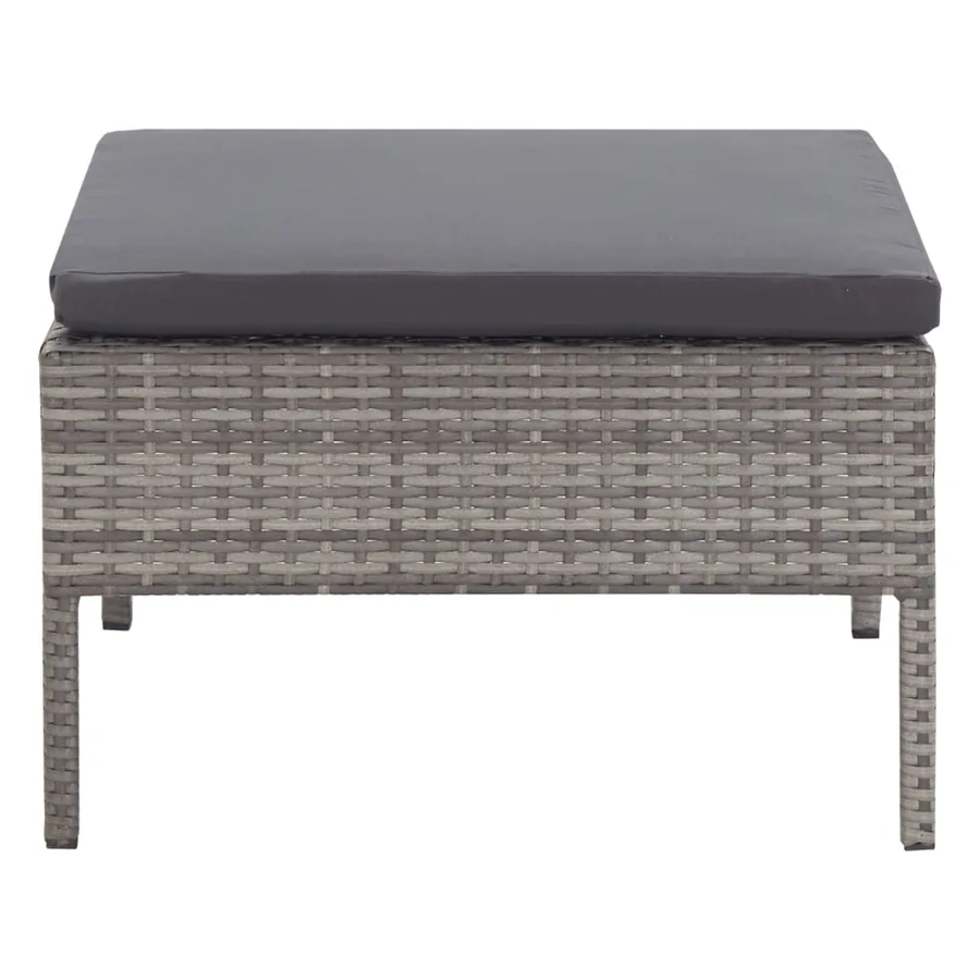 Salon de jardin 6 pcs avec coussins résine tressée gris - 15