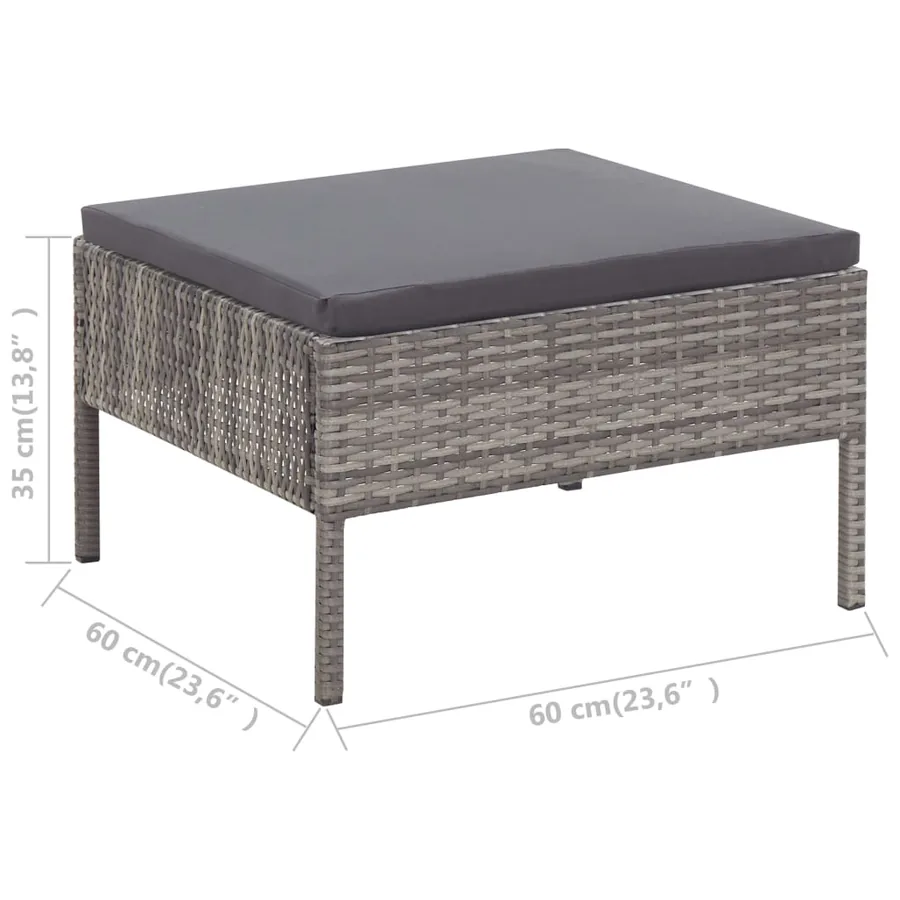 Salon de jardin 6 pcs avec coussins résine tressée gris - 19
