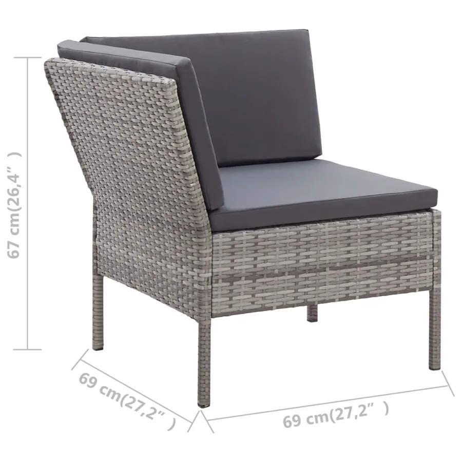 Salon de jardin 6 pcs avec coussins résine tressée gris - 20