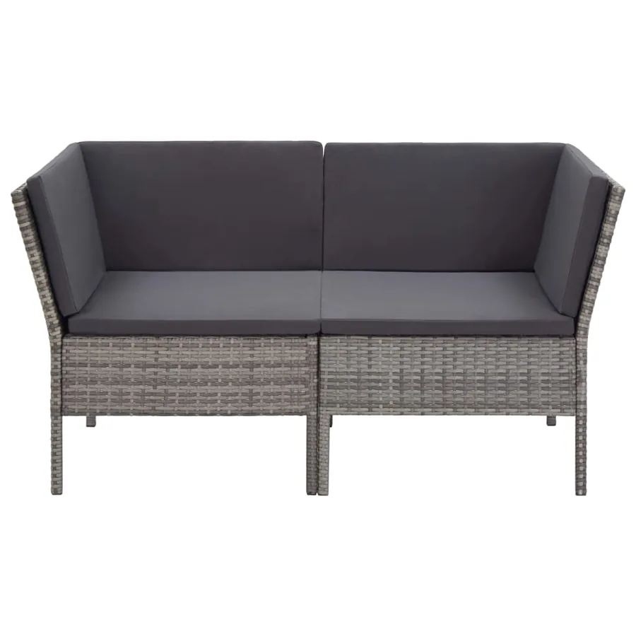 Salon de jardin 6 pcs avec coussins résine tressée gris - 4