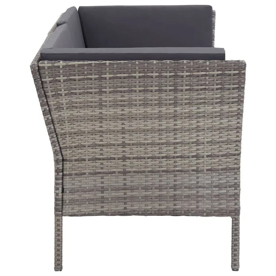 Salon de jardin 6 pcs avec coussins résine tressée gris - 5