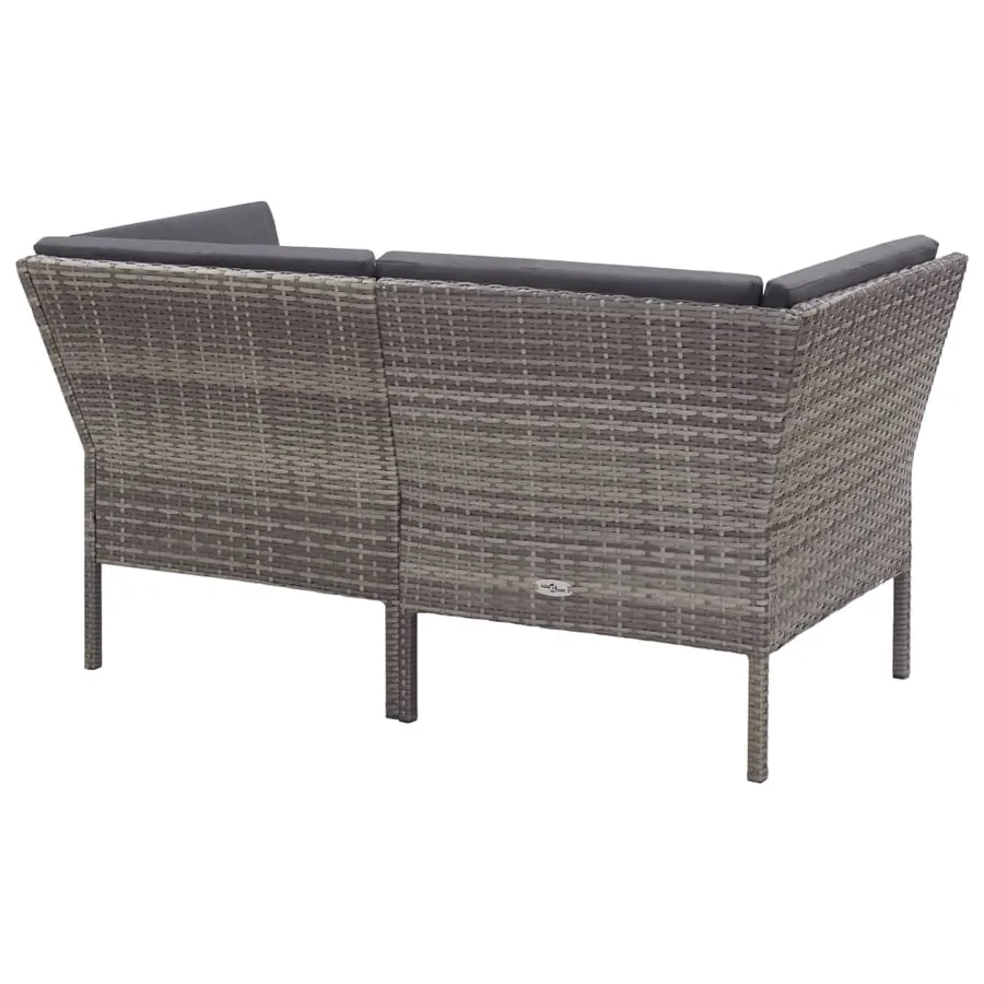 Salon de jardin 6 pcs avec coussins résine tressée gris - 6