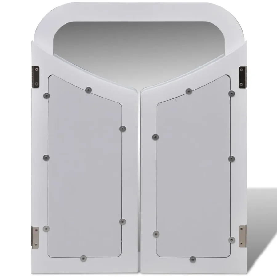 Coiffeuse avec miroir et tabouret 2 tiroirs Blanc - 6