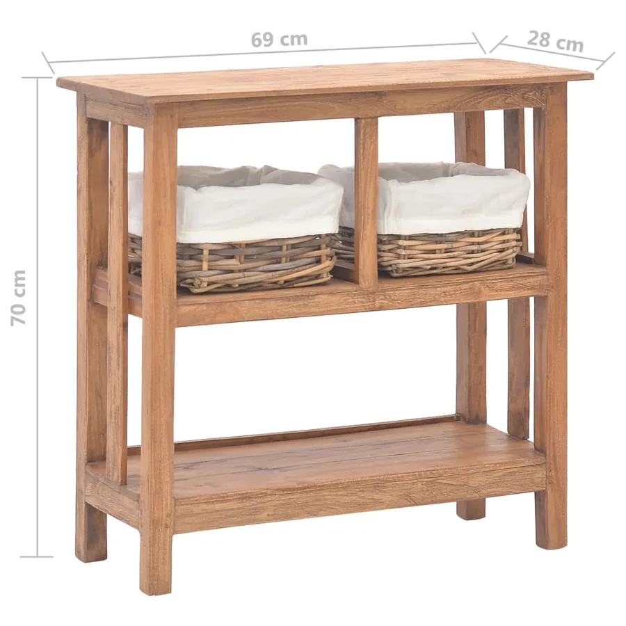 Table console bois d'acajou massif 69x28x70 cm - 9