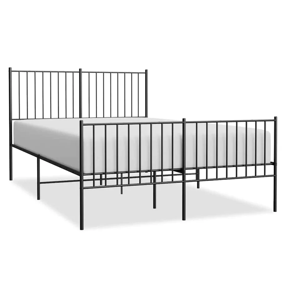 Cadre de lit métal sans matelas avec pied de lit noir 140x200cm - 2