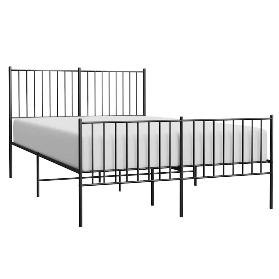 Cadre de lit métal sans matelas avec pied de lit noir 140x200cm - 4