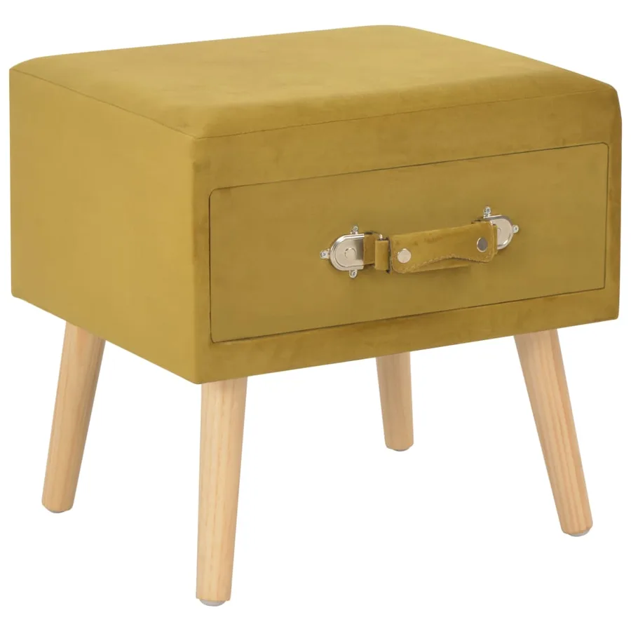 Tables de chevet 2 pcs Moutarde 40x35x40 cm Velours - 2