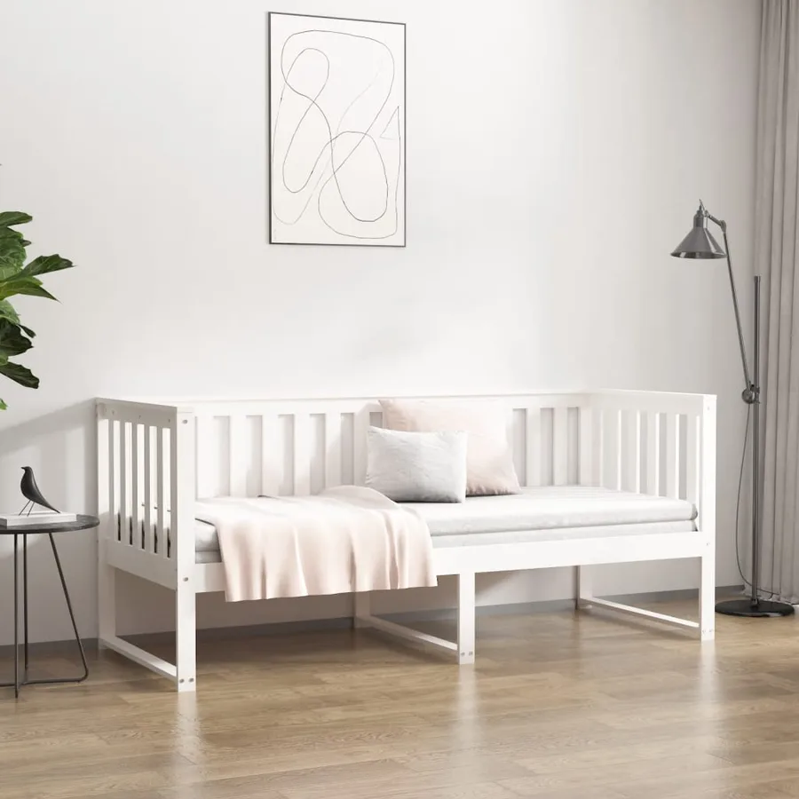 Lit de jour sans matelas blanc 75x190 cm bois de pin massif - 4