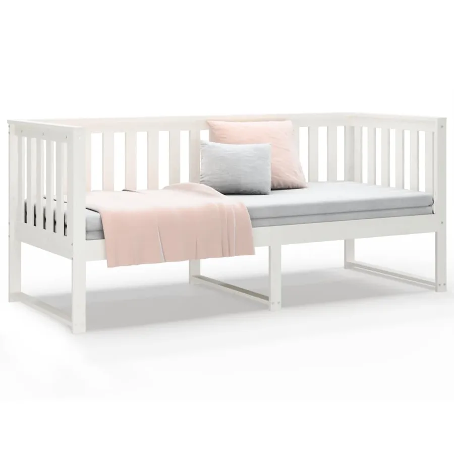 Lit de jour sans matelas blanc 75x190 cm bois de pin massif - 5