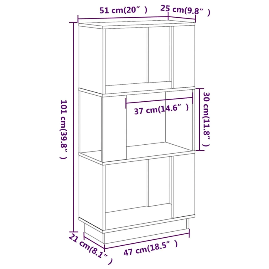 Bibliothèque/Séparateur de pièce Gris 51x25x101 cm Pin massif - 8