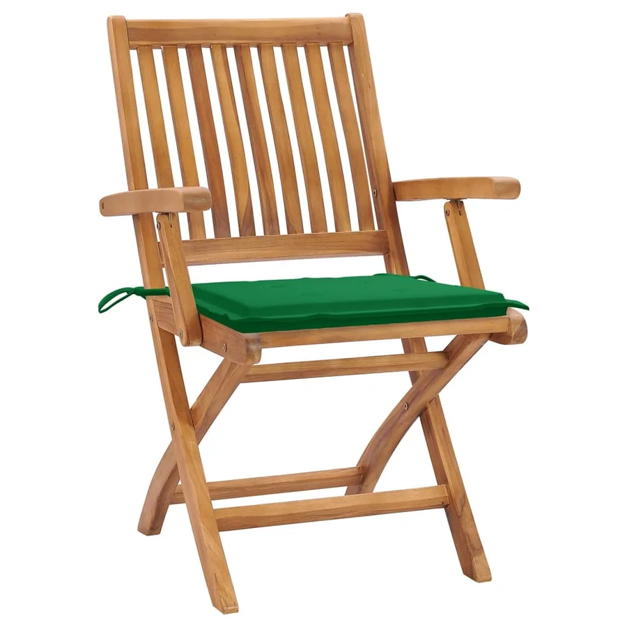 Chaises pliables de jardin avec coussins lot de 4 Teck solide - 2