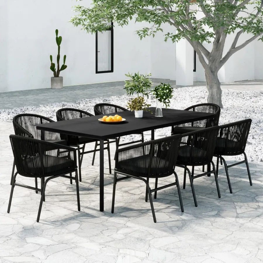 Ensemble à manger de jardin 9 pcs Noir