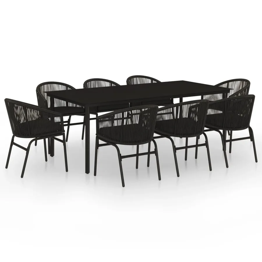 Ensemble à manger de jardin 9 pcs Noir - 2
